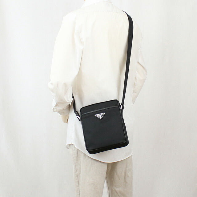プラダ 斜め掛け ショルダーバッグ メンズ ブランド PRADA TESSUTO+SAFFIANO ナイロン イタリア 2VH112 NERO ブラック バッグ PRA2VH112041