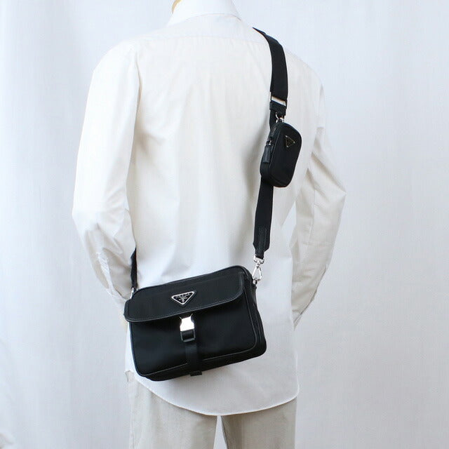 プラダ 斜め掛けショルダーバッグ メンズ ブランド TESSUTO+SAFFIANO ナイロン イタリア 2VH133 NERO ブラック バッグ PRA2VH133011