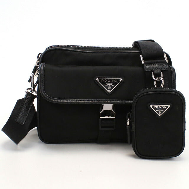 プラダ 斜め掛けショルダーバッグ メンズ ブランド TESSUTO+SAFFIANO ナイロン イタリア 2VH133 NERO ブラック バッグ PRA2VH133011