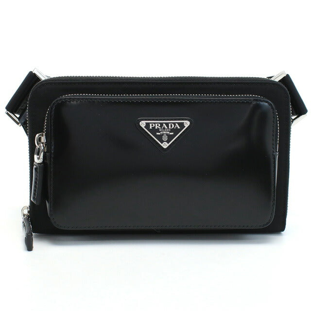 プラダ 斜め掛けショルダーバッグ メンズ ブランド TESSUTO SPAZZOLATO レザー イタリア 2VH156 NERO ブラック バッグ PRA2VH156011