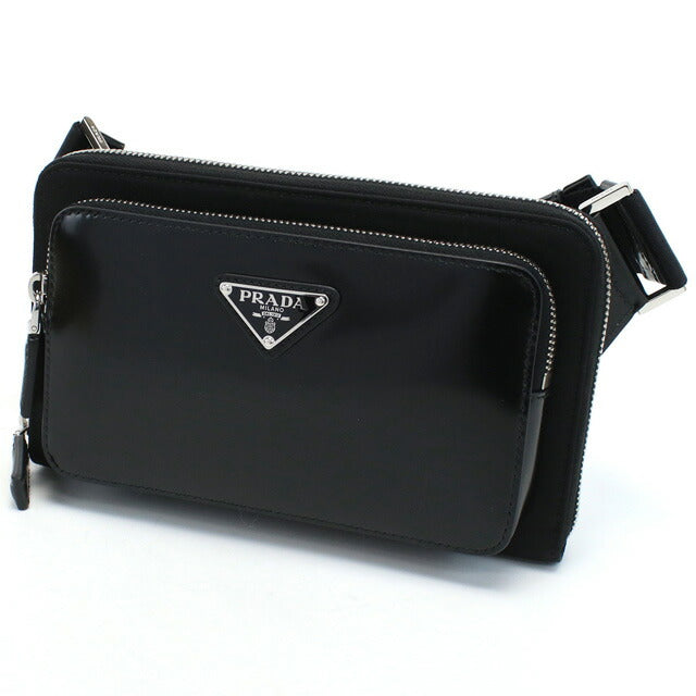 プラダ 斜め掛けショルダーバッグ メンズ ブランド TESSUTO SPAZZOLATO レザー イタリア 2VH156 NERO ブラック バッグ PRA2VH156011