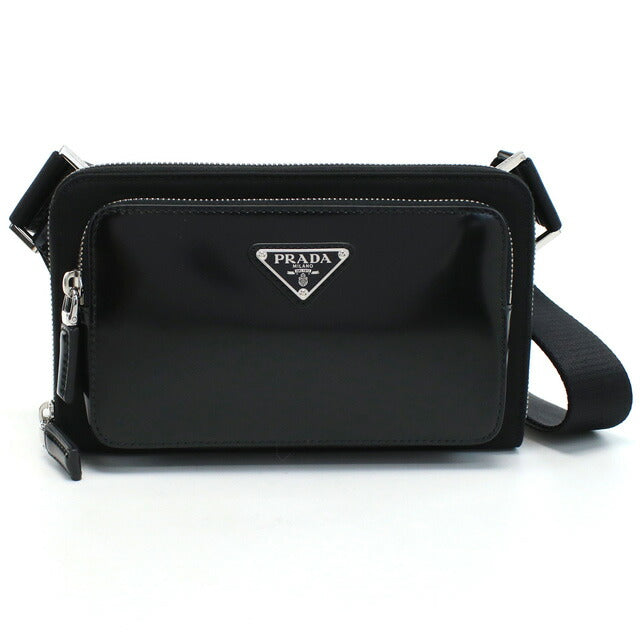 プラダ 斜め掛けショルダーバッグ メンズ ブランド TESSUTO SPAZZOLATO レザー イタリア 2VH156 NERO ブラック バッグ PRA2VH156011