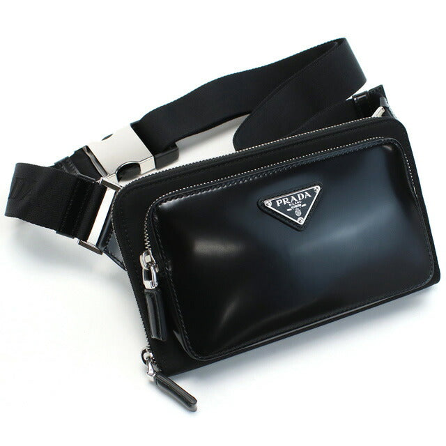 プラダ 斜め掛けショルダーバッグ メンズ ブランド TESSUTO SPAZZOLATO レザー イタリア 2VH156 NERO ブラック バッグ PRA2VH156011