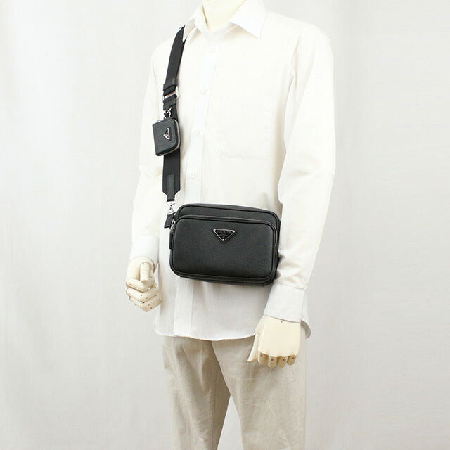 プラダ 斜め掛け ショルダーバッグ メンズ ブランド PRADA SAFFIANO TRAVEL レザー イタリア 2VH170 NERO ブラック バッグ PRA2VH170011