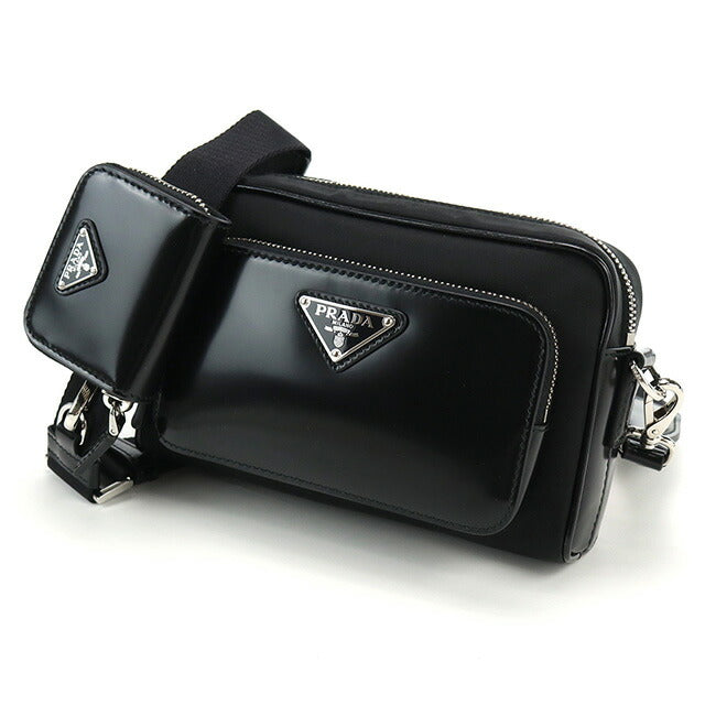 プラダ 斜め掛けショルダーバッグ メンズ ブランド TESSUTO SPAZZOLATOレザー イタリア 2VH172 NERO ブラック バッグ PRA2VH172011