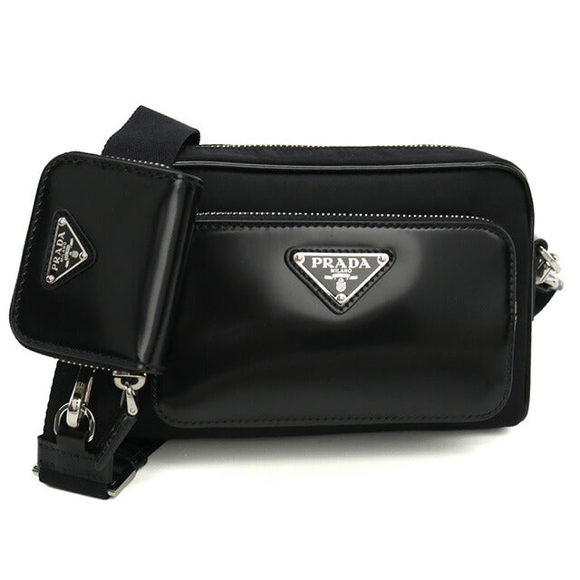 プラダ 斜め掛けショルダーバッグ メンズ ブランド TESSUTO SPAZZOLATOレザー イタリア 2VH172 NERO ブラック バッグ PRA2VH172011