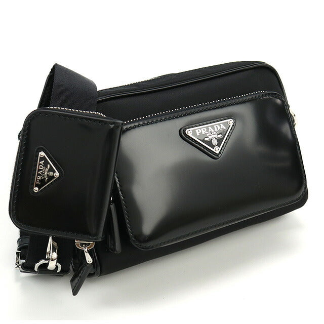 プラダ 斜め掛けショルダーバッグ メンズ ブランド TESSUTO SPAZZOLATOレザー イタリア 2VH172 NERO ブラック バッグ PRA2VH172011