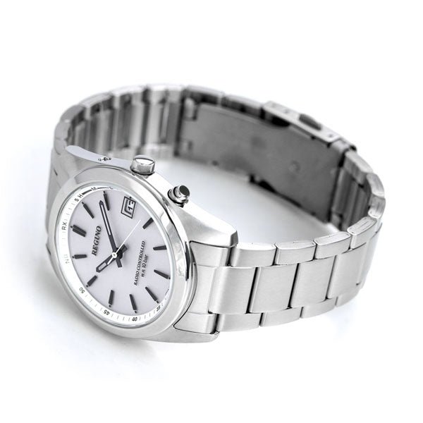 Citizen Regno Eco Drive Solar Radio Watch White Bar Index RS25-0484H Wristwatch Brand Men&