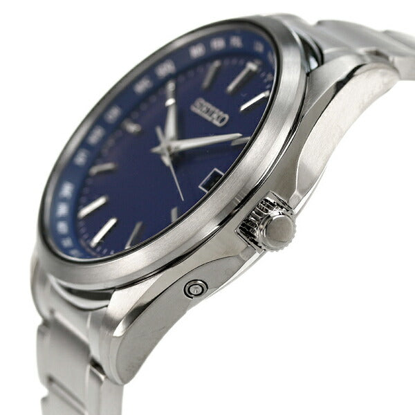 精工观看太阳能无线电钛世界时间观看品牌的日本制造SBTM289 Seiko Blue SBTM289