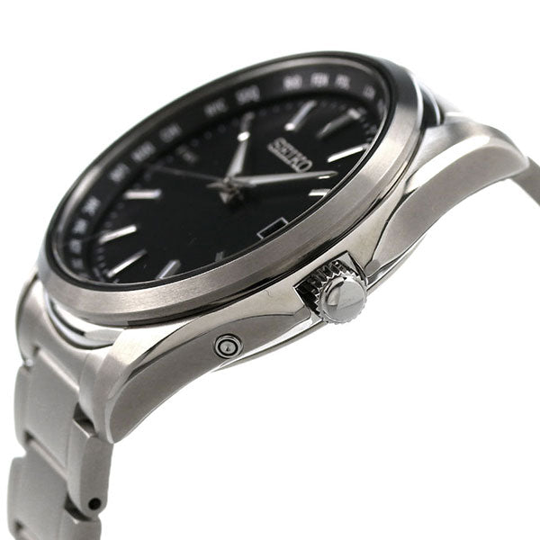 精工观看太阳能无线电钛世界时间观看品牌的日本制造SBTM291 Seiko Black SBTM291