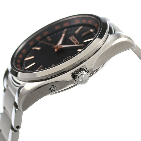 精工观看太阳能无线电钛世界时间观看品牌的日本制造SBTM293 Seiko Black SBTM293