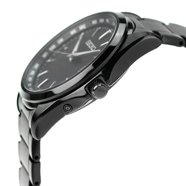 与世界时间功能太阳能电台观看品牌Seiko SEIKO SBTM333全黑SBTM333