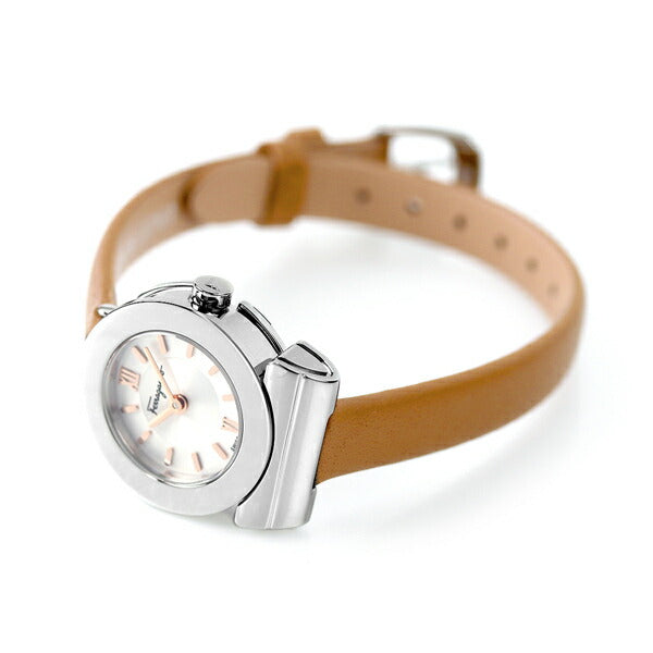 フェラガモ ガンチーニ 22mm レディース 腕時計 SF4302421 Salvatore Ferragamo シルバー ライトブラウン SF4302421