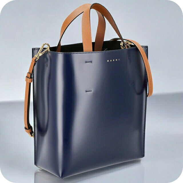 マルニ ハンドバッグ レディース ブランド MARNI SHMPV01TY3-LV639 ネイビー/クリーム SHMPV01TY3LV639-ZO215