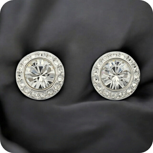 国内即発 SWAROVSKI 1081942 ピアス Angelic スタッドピアス, ラウンドカット, ホワイト, ロジウム
