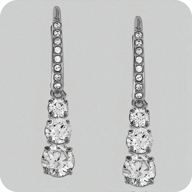 ◎ SWAROVSKI スワロフスキー フープピアス5416155 ホワイト Attract Trilogy フープピアス, ラウンドカット, ホワイト