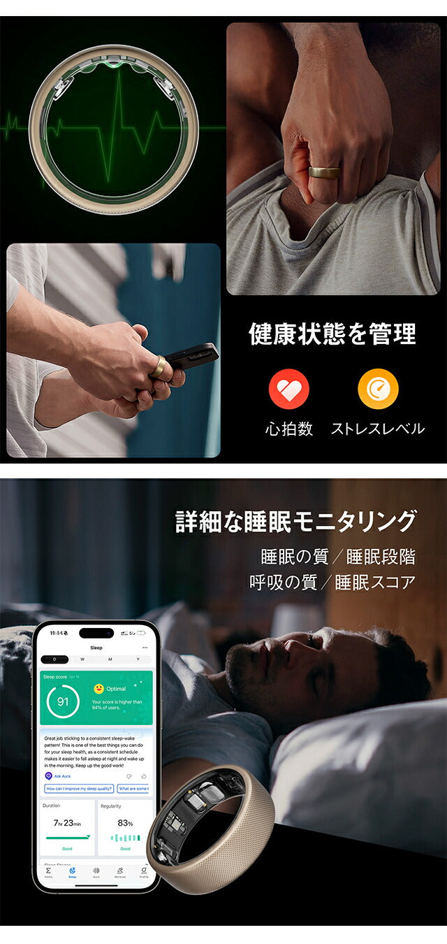 アマズフィット サイズ8(S) 日本サイズ約16号 充電式クォーツ スマートリング ブランド メンズ レディース Bluetooth Amazfit SP170070-S25 SP170070-S25