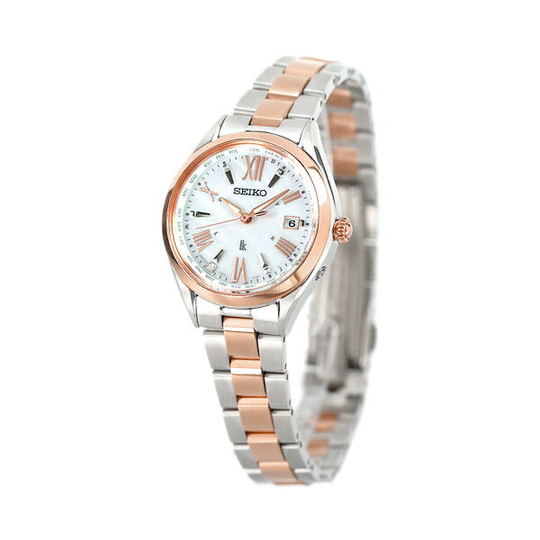Seiko Rukia Solar Radio World Time Solar Radio Watch Brand SSQV104 SEIKO White Shell Pink Gold Women&