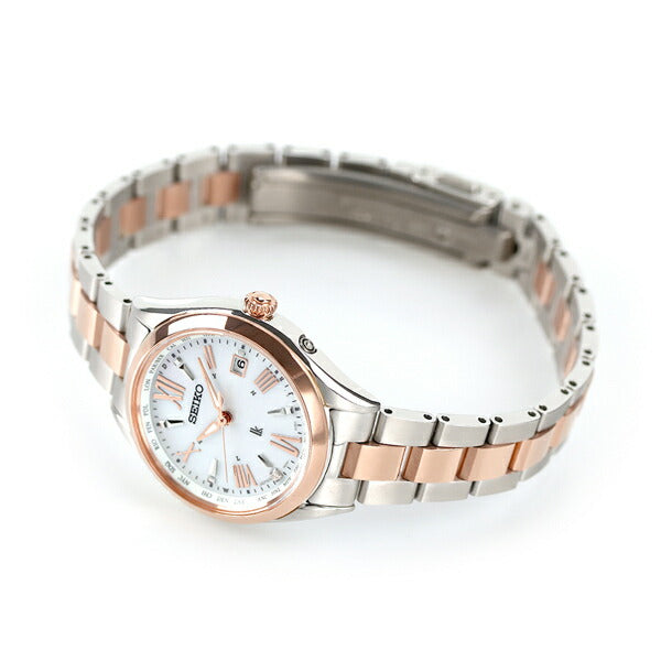 Seiko Rukia Solar Radio World Time Solar Radio Watch Brand SSQV104 SEIKO White Shell Pink Gold Women&