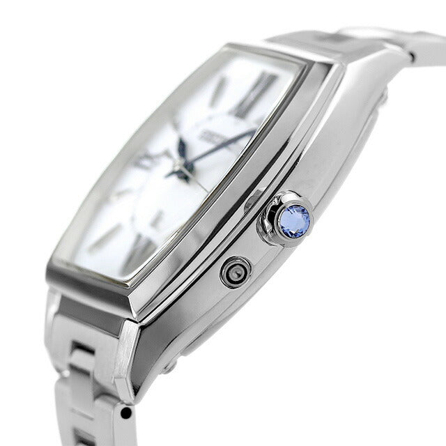 Seiko Rukia太阳能电台观看品牌女子钛Seiko SSQW071模拟白色壳白色在日本制造SSQW071