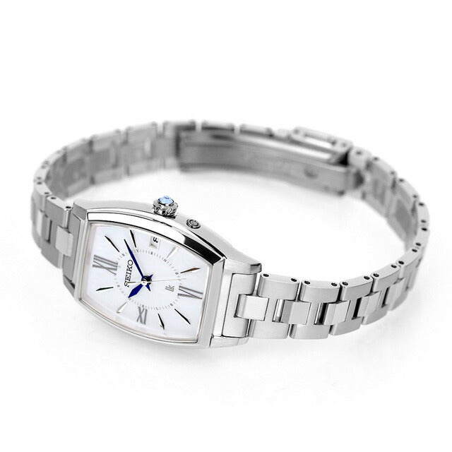 Seiko Rukia太阳能电台观看品牌女子钛Seiko SSQW071模拟白色壳白色在日本制造SSQW071