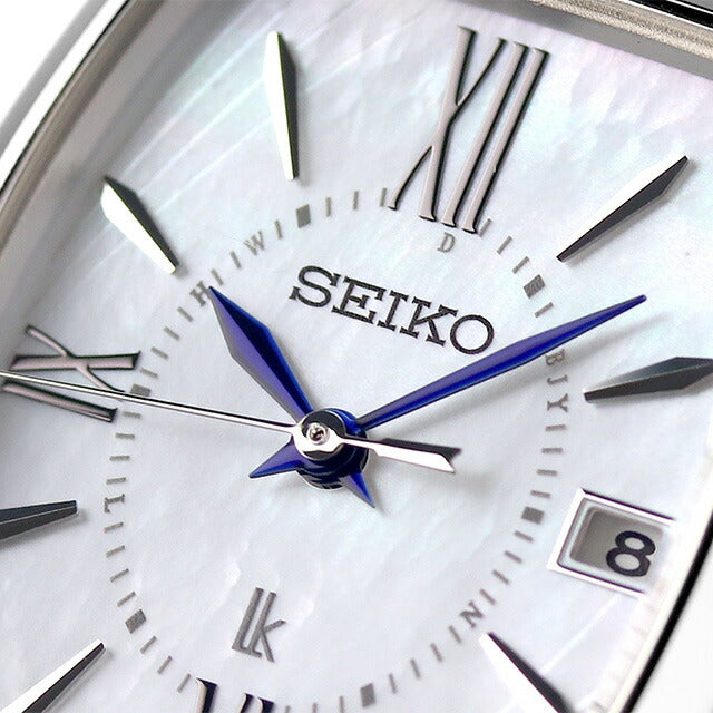 Seiko Rukia太阳能电台观看品牌女子钛Seiko SSQW071模拟白色壳白色在日本制造SSQW071
