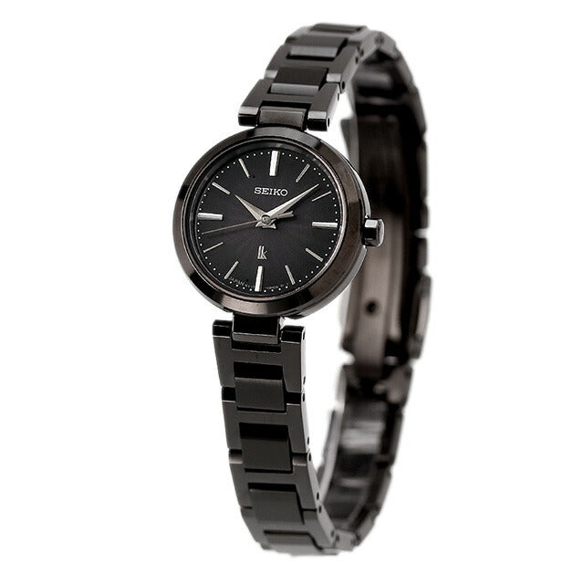 Seiko Rukia Watch Brand Eye Collection女士迷你太阳能Seiko Seiko SSVR141日本全黑制造SSVR141