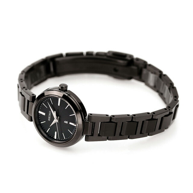 Seiko Rukia Watch Brand Eye Collection女士迷你太阳能Seiko Seiko SSVR141日本全黑制造SSVR141