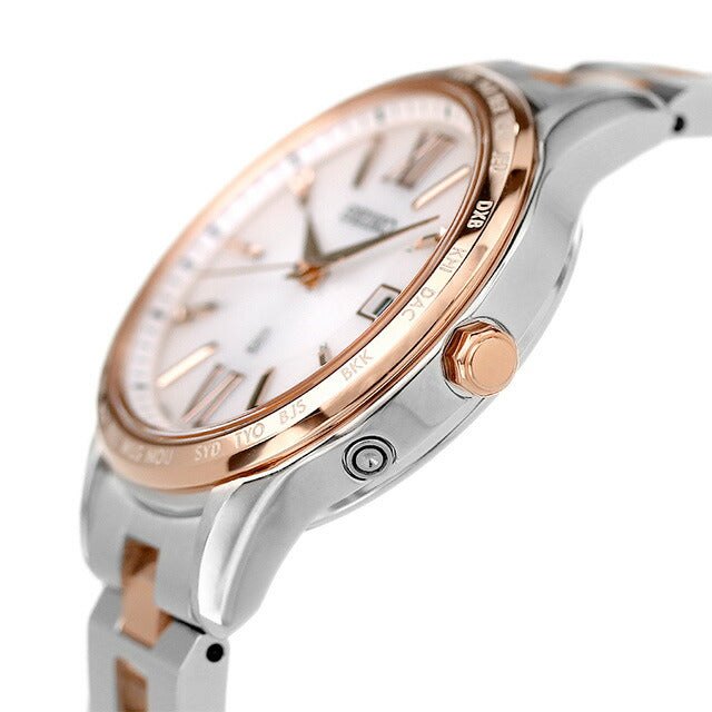 Seiko Rukia标准太阳能电台手表品牌Seiko SSVV082模拟粉红色渐变粉红色黄金在日本女子SSVV082