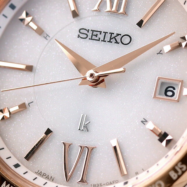 Seiko Rukia标准太阳能电台手表品牌Seiko SSVV082模拟粉红色渐变粉红色黄金在日本女子SSVV082