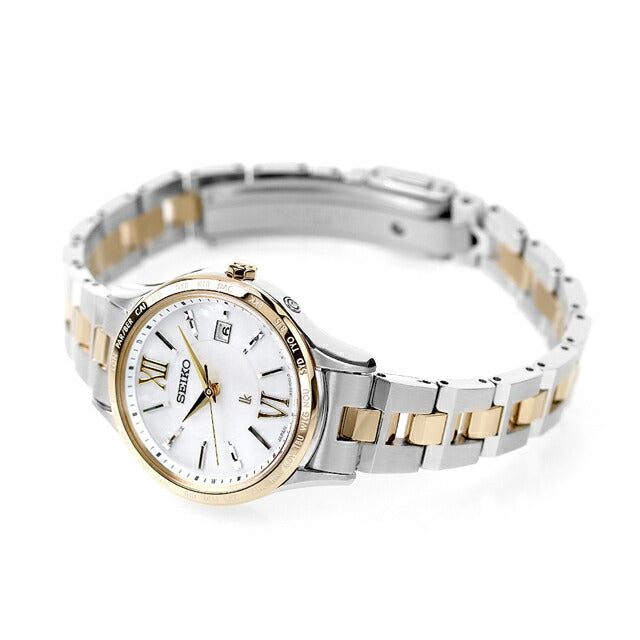 Seiko Rukia Standard Solar Radio Watch Brand SEIKO SSVV084 Analog White Shell Gold White Made in Japan Women&