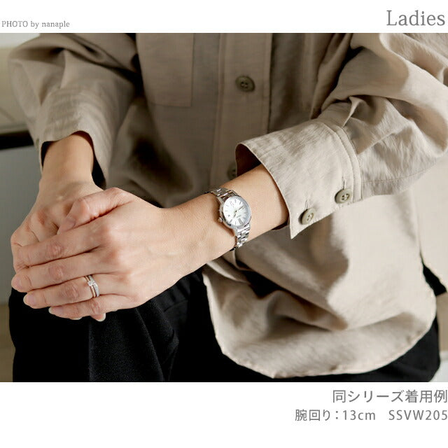 Seiko Rukia太阳能电台观看品牌女士精工Seiko SSVW205模拟白银在日本制造SSVW205