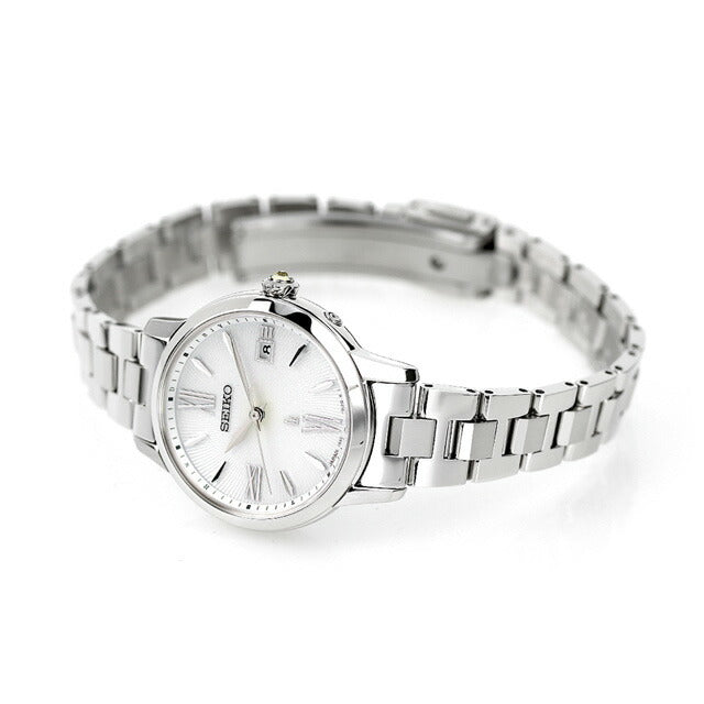 Seiko Rukia太阳能电台观看品牌女士精工Seiko SSVW205模拟白银在日本制造SSVW205