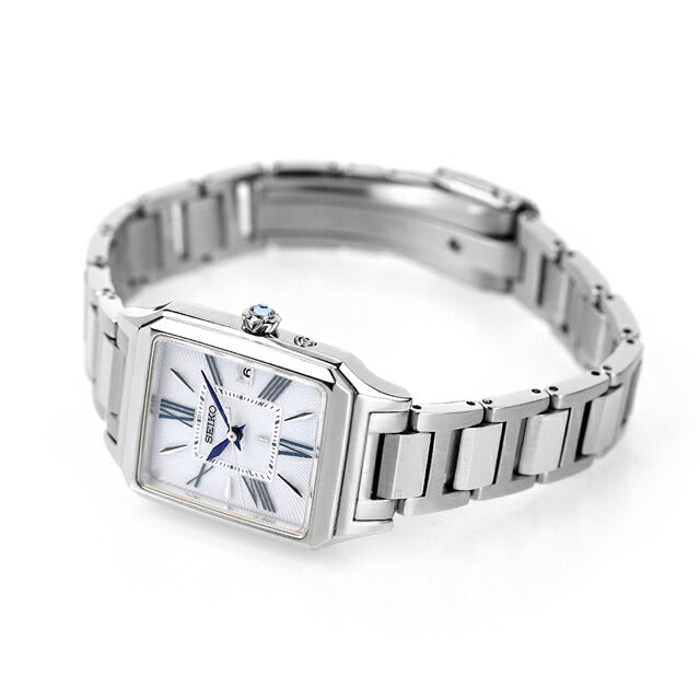 Seiko Rukia Solar Radio Watch品牌女士精工SSVW209模拟白银在日本制造SSVW209