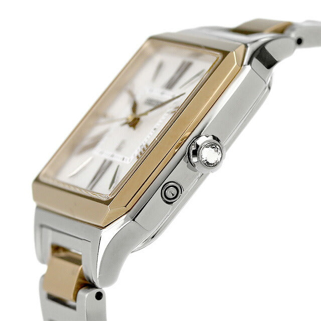 Seiko Rukia太阳能电台观看品牌女士精工SSVW210模拟银黄金在日本制造SSVW210