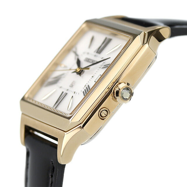 Seiko Rukia太阳能电台观看品牌女性皮带Seiko SSVW212模拟银黑色在日本制造SSVW212