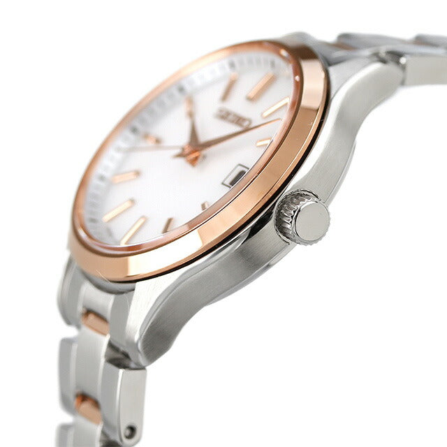 精工选择观看品牌太阳能女子精工SEIKO STPX096模拟白色粉红色金色白色在日本制造STPX096