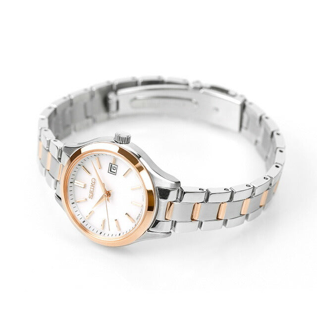 精工选择观看品牌太阳能女子精工SEIKO STPX096模拟白色粉红色金色白色在日本制造STPX096