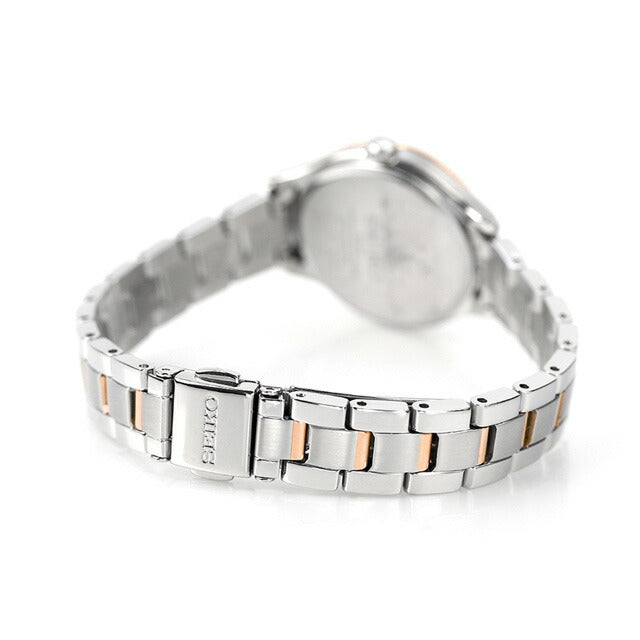 精工选择观看品牌太阳能女子精工SEIKO STPX096模拟白色粉红色金色白色在日本制造STPX096