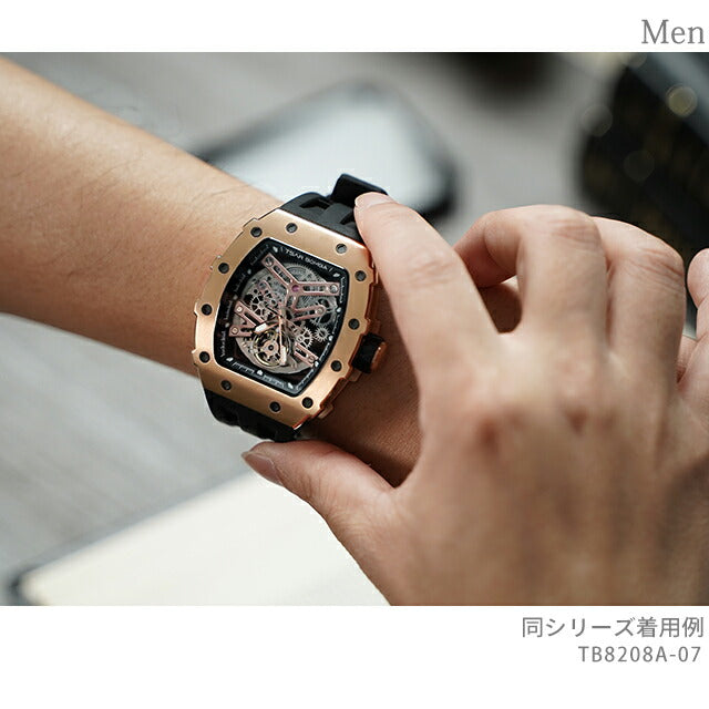 サーボンバ TB8208 エレメンタルシリーズ 自動巻き 腕時計 ブランド メンズ オープンハート TSAR BOMBA TB8208A-07 アナログ ローズゴールド ブラック 黒 TB8208A-07