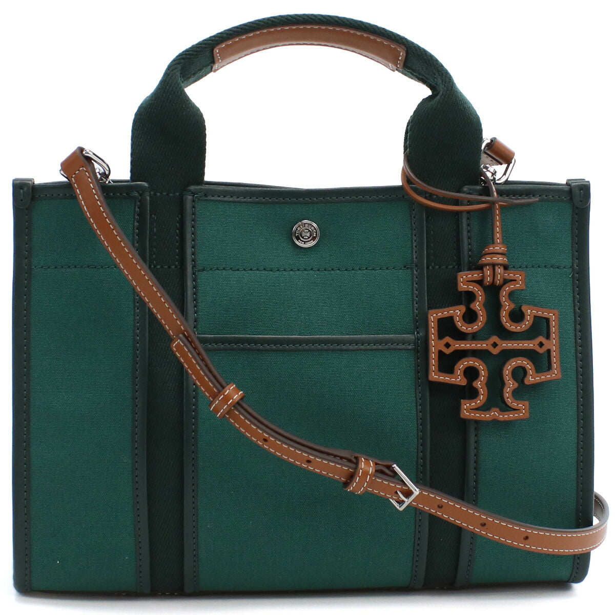 トリーバーチ トートバッグ レディース コットンキャンバス レザー カンボジア 142577 DEEP GREEN グリーン系 バッグ TOB142577011