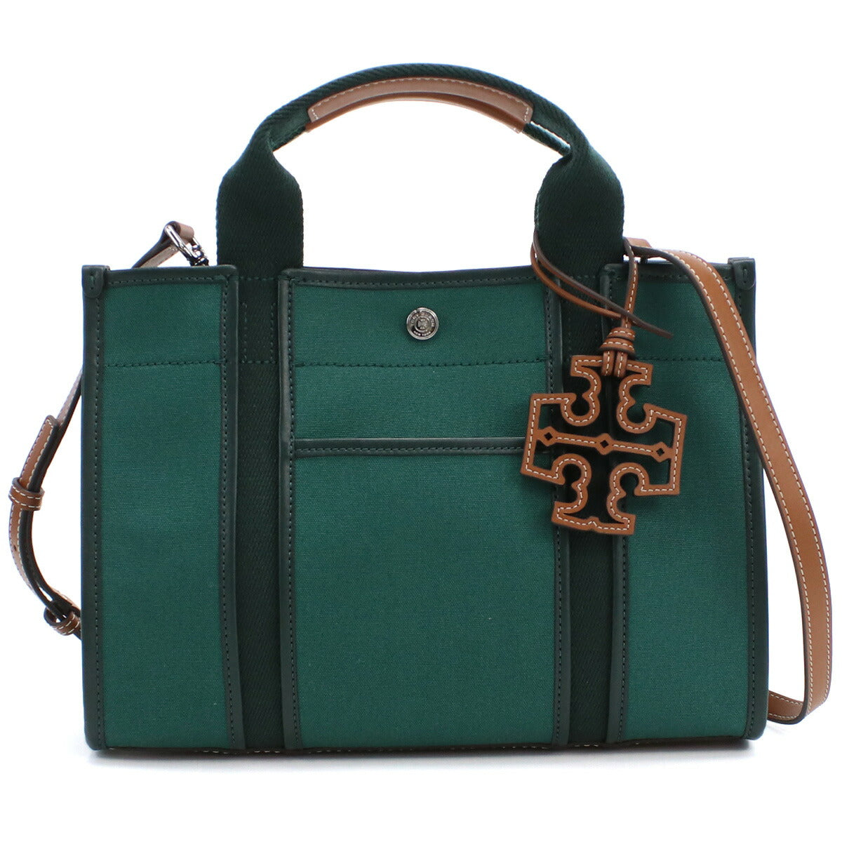 トリーバーチ トートバッグ レディース コットンキャンバス レザー カンボジア 142577 DEEP GREEN グリーン系 バッグ TOB142577011