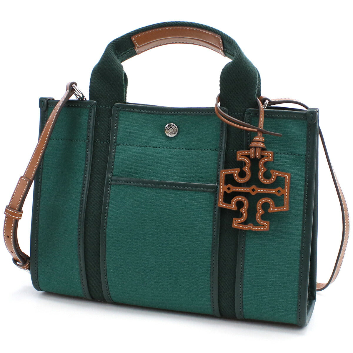 トリーバーチ トートバッグ レディース コットンキャンバス レザー カンボジア 142577 DEEP GREEN グリーン系 バッグ TOB142577011