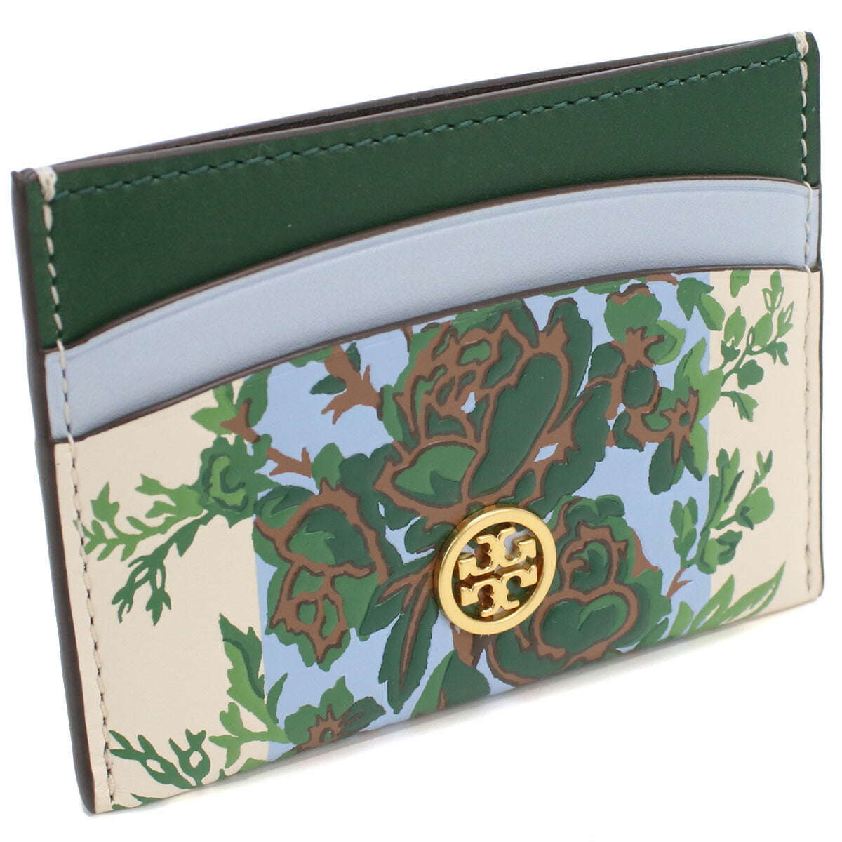 トリーバーチ カードケース レディース レザー 143037 IVORY-BLUE-GREEN RAY グリーン系 財布 TOB143037011