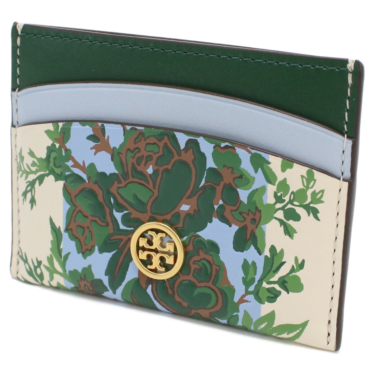 トリーバーチ カードケース レディース レザー 143037 IVORY-BLUE-GREEN RAY グリーン系 財布 TOB143037011