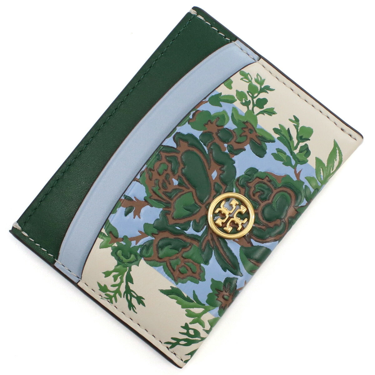 トリーバーチ カードケース レディース レザー 143037 IVORY-BLUE-GREEN RAY グリーン系 財布 TOB143037011