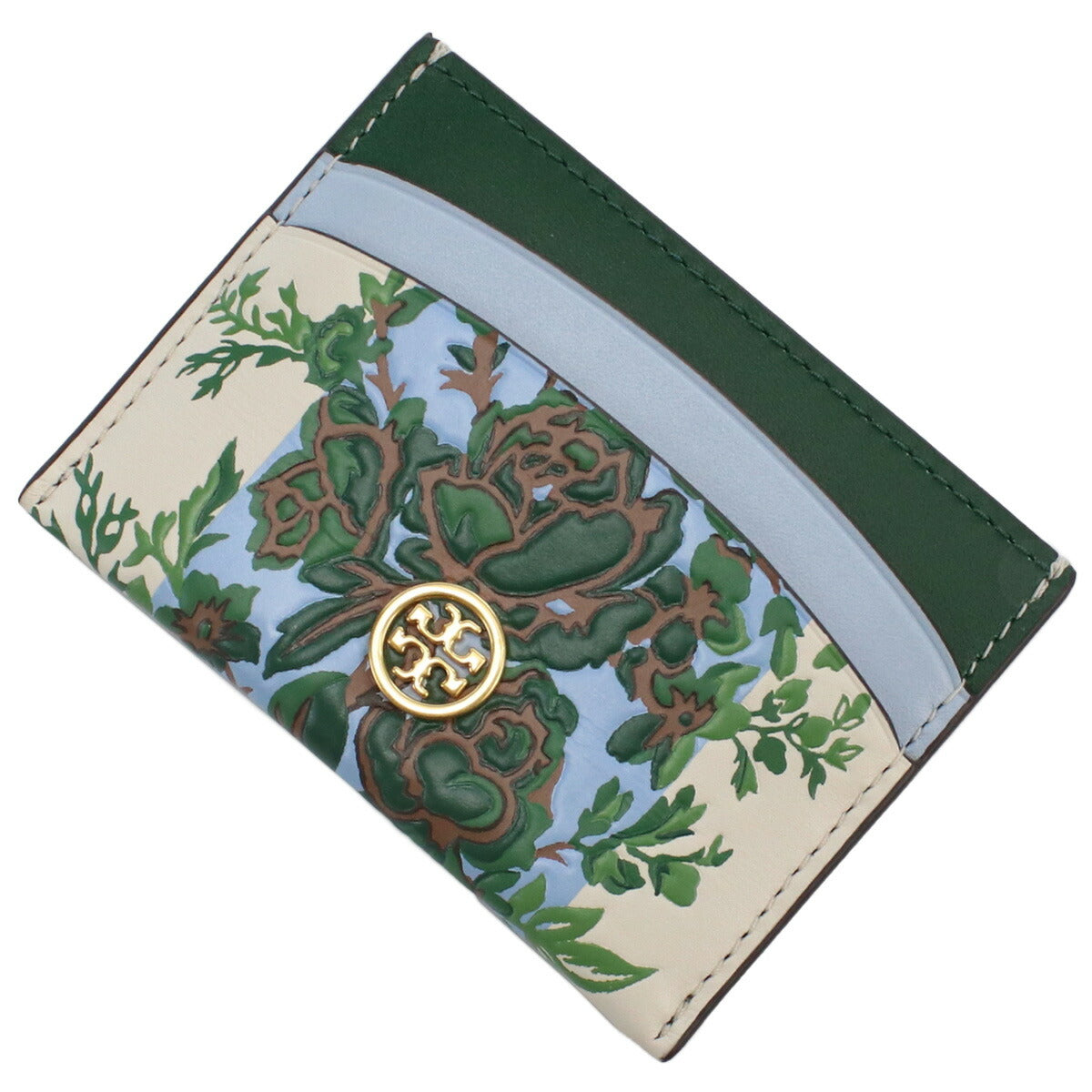 トリーバーチ カードケース レディース レザー 143037 IVORY-BLUE-GREEN RAY グリーン系 財布 TOB143037011