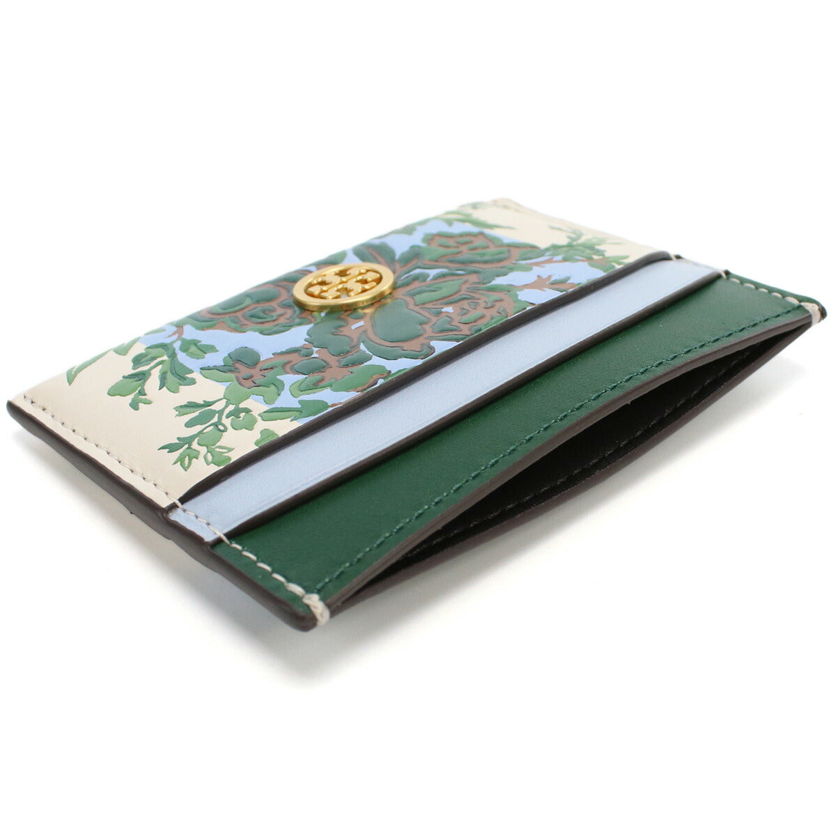 トリーバーチ カードケース レディース レザー 143037 IVORY-BLUE-GREEN RAY グリーン系 財布 TOB143037011