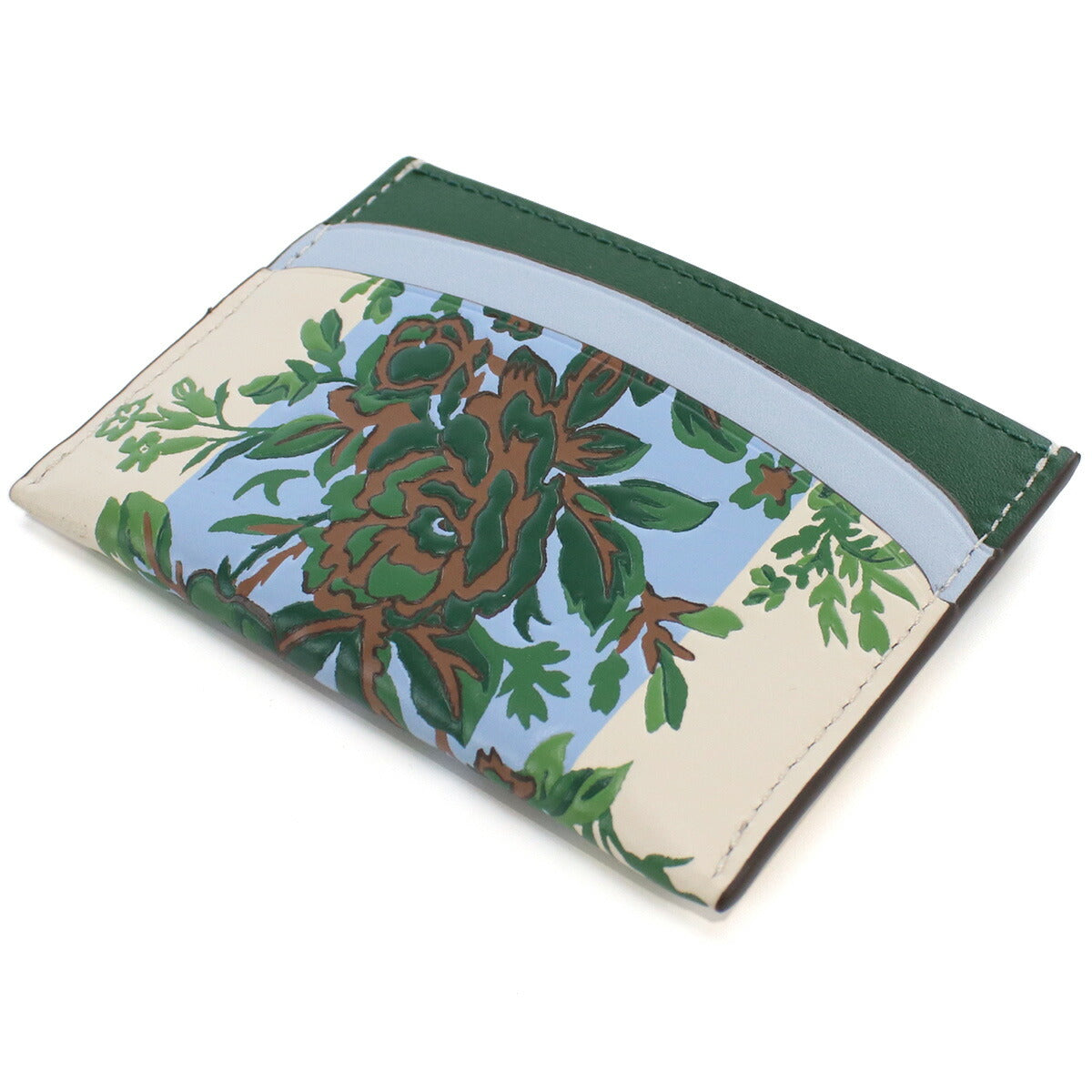 トリーバーチ カードケース レディース レザー 143037 IVORY-BLUE-GREEN RAY グリーン系 財布 TOB143037011