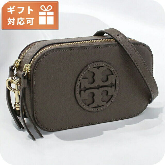 トリーバーチ 斜め掛け ショルダーバッグ レディース ブランド TORY BURCH MILLER レザー カンボジア 145667 CLAM SHELL グレー系 バッグ TOB145667021